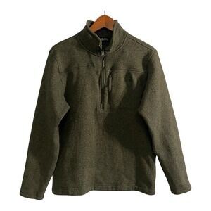 North Face Fleece Lined 1/4 Quarter Zip Jacket Men's Size Large Green